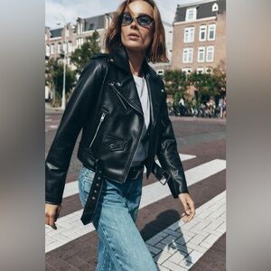 Zara Faux Leather Biker Jacket Women’s Size Medium